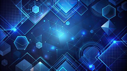 Obraz premium Abstract dark blue geometric shapes background, modern, sophisticated, layers, blue, geometric, shapes, background