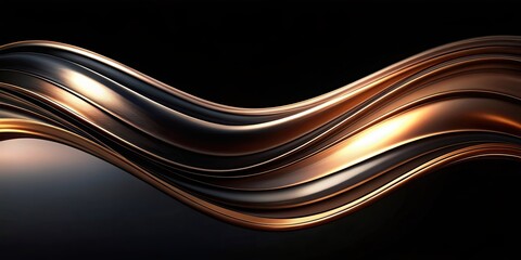 Obraz premium Chic metallic bronze and stark black abstract dot wave, contemporary style, metallic, bronze, black, abstract, dot, wave