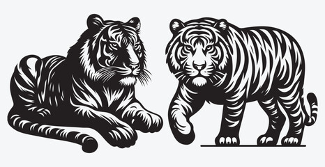 Tiger Vector Illustration Silhouette Collection