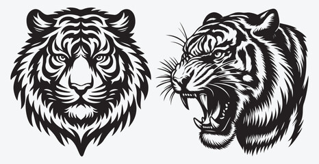 Fototapeta premium Tiger Vector Illustration Silhouette Collection