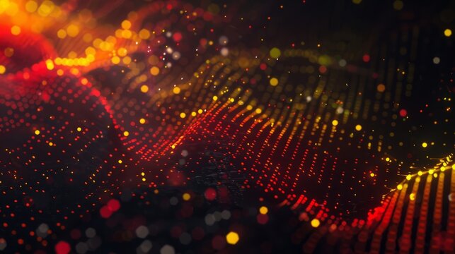 dynamic scatter plot illustrating a robust positive correlation between stock prices and trading volume, featuring red and yellow data points highlighting increased investor activity