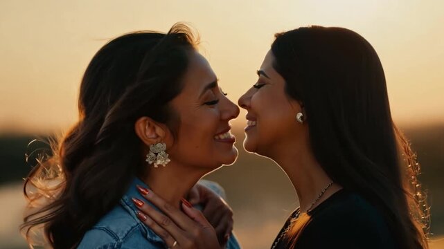 Hispanic females sobbing and embracing