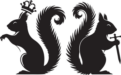 Squirrel silhouette vector art illustration White Background Free Download