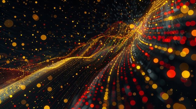 dynamic scatter plot illustrating a robust positive correlation between stock prices and trading volume, featuring red and yellow data points highlighting increased investor activity