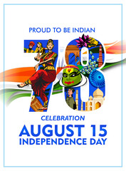 vector illustration of 15th August India Happy Independence Day.