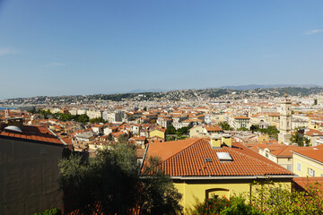 Fototapeta premium Panorama of Nice opening from the Castle hill, France 