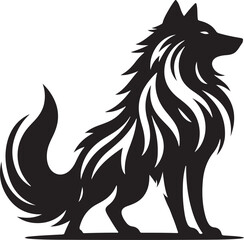 Fototapeta premium Wolf silhouette vector art illustration White Background Free Download