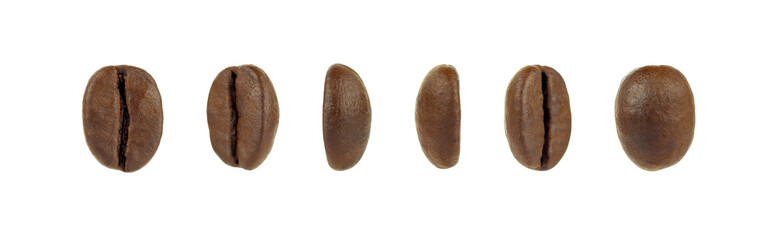 Set of fresh roasted coffee beans isolated on white background with clipping path.
