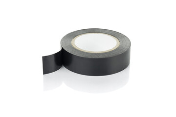 Black electrical tape isolated on white background with clipping path.