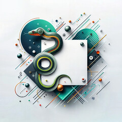 Obraz premium New Year background with a blank space for a message, featuring the symbol of the year - the green snake 2025