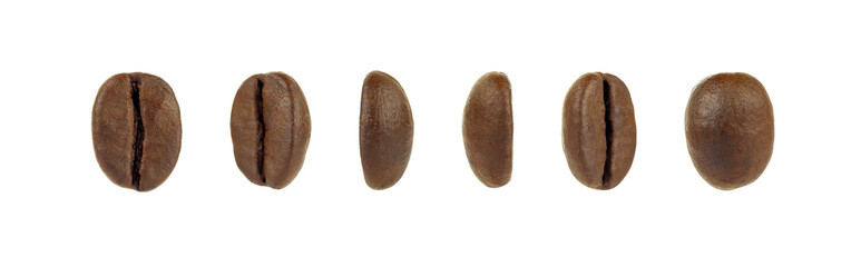 Set of fresh roasted coffee beans isolated on white background with clipping path.