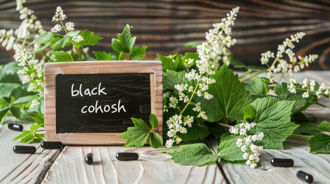 black cohosh capsules homeopathy. Selective focus.