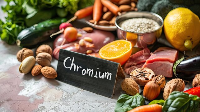 Products contain chromium on the table. Selective focus.