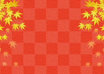 紅葉　和柄　市松模様　文様　素材　和紙　和風　枠　行楽　お歳暮　年賀　正月　七五三　高級感　豪華　派手　和モダン　上品　キラキラ　見出し　表紙　キャンペーン　年賀状
