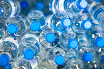 Bottles of mineral water in a commercial refrigerator