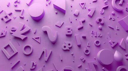 Fototapeta premium A purple background with many different shapes and numbers