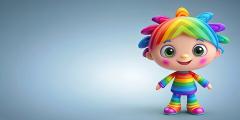 Colorful  of a cute character, cute,colorful,character, happy, fun, playful, vibrant, digital art, design, colorful background