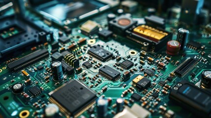 Obraz premium A hardware design lab with engineers creating and testing new electronic devices, using advanced tools and simulations to optimize performance and functionality, showcasing the innovation in hardware