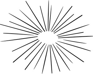 Obraz premium fireworks doodle line explosion radial sparkler with rays, hand drawn firecrackers simple and round decoration 