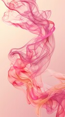  A red and pink smoke swirls against a light pink background