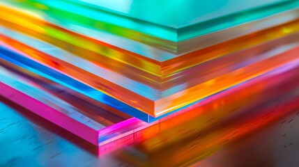 A stack of colorful plastic sheets stacked on top of each other
