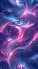 Fototapeta premium A blue-pink wallpaper features stars and swirls centered in its design