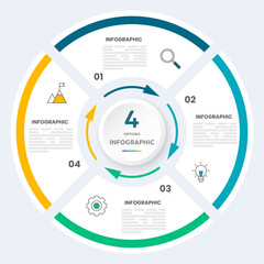Circle chart infographic template with 4 options for presentations