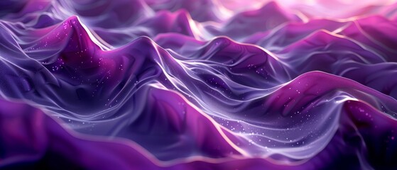 Fototapeta premium A mountain range depicted in an image, layered with purple and pink hues; background features a starlit sky