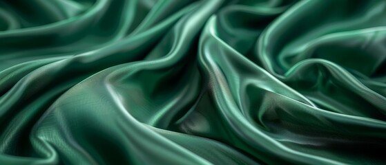 Fototapeta premium A detailed view of a folded green fabric, showcasing an extensive number of folds at its upper and lower edges