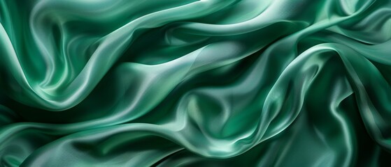 Fototapeta premium A tight shot of green fabric showcasing an expansive fold in its center, along with the upper sections of both sides