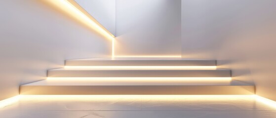 Obraz premium A set of stairs ascending to a building's peak, illuminated at its summit