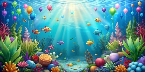 Under the Sea Birthday Wallpaper  AI Generative