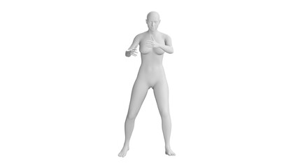 Female Mannequin in Reaching Pose Isolated on Transparent Background. Front View.