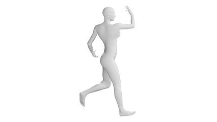 Female Mannequin in Dynamic Dancing Pose Isolated on Transparent Background. Side View.