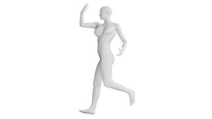 Female Mannequin in Dynamic Dancing Pose Isolated on Transparent Background. Side View.