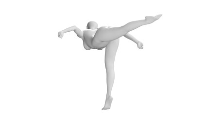 Female Mannequin in Arabesque Pose Isolated on Transparent Background. Back View.