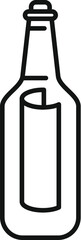 Romantic line art icon of a message in a bottle, perfect for representing love, hope, or adventure
