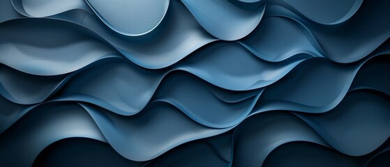 Fototapeta premium A tight shot of a wall crafted from undulating, wavy blue material The crest of this wall showcases a wavelike pattern