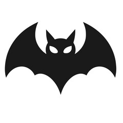 Clean black and white vector silhouette of a Bat isolated on white background