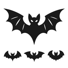 Clean black and white vector silhouette of a Bat isolated on white background