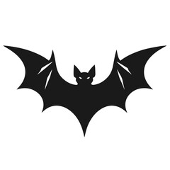 Clean black and white vector silhouette of a Bat isolated on white background