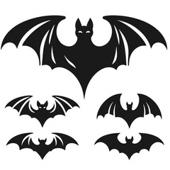 Clean black and white vector silhouette of a Bat isolated on white background