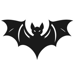 Clean black and white vector silhouette of a Bat isolated on white background