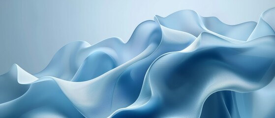 Obraz premium A blue and white background featuring a wavy pattern at the top and bottom edges, bottom right corner remains clear