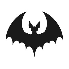 Clean black and white vector silhouette of a Bat isolated on white background