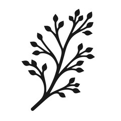 Clean black and white vector silhouette of a Branch isolated on white background