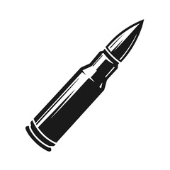 Clean black and white vector silhouette of a Bullet isolated on white background
