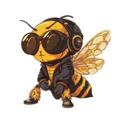 Fototapeta premium Hornet Trendy animal fashion cartoon isolated whitebackground 16:9