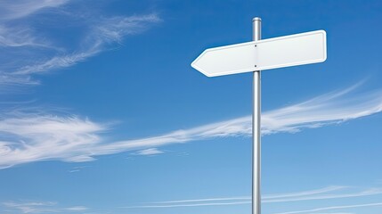Blank Directional Sign Against a Clear Blue Sky With Wispy Clouds
