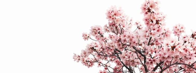 Obraz premium A tight shot of a pink-flowering tree against a white background, backed by a white sky